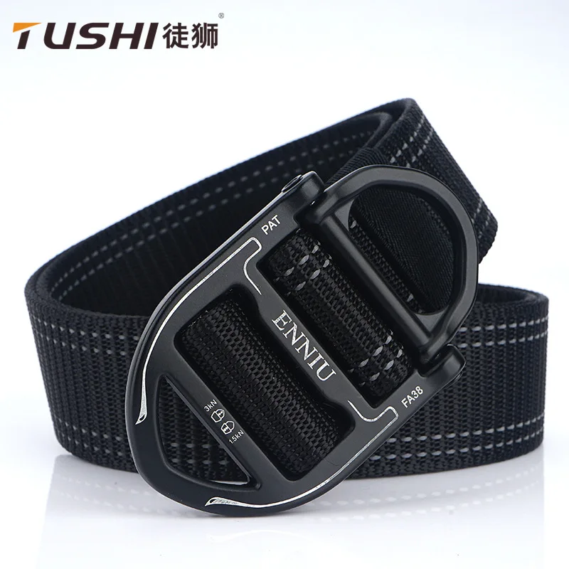 

Tushi New Style Tactical Alloy Buckle Quick Release Firefighting Belt Reflective Strips Nylon Belt