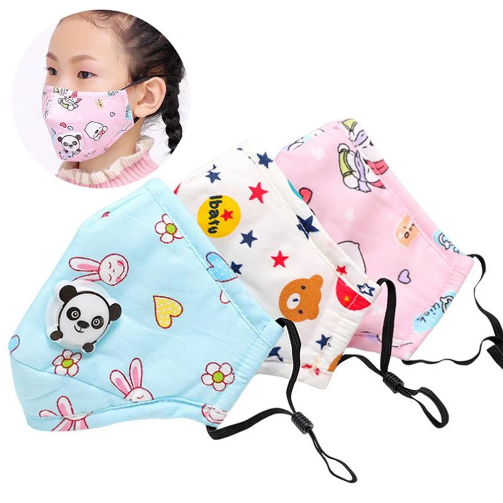 1Pcs PM2.5 Winter Children Mask Respiratory Valve Cartoon Panda Thicken Smog Mask Warm Dust Mask Fits 2-10 Years Old Kids