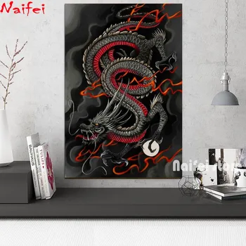 

big size Black Red Dragon diamond painting 5d diy handmade embroidery kit full square/round drill wall art mosaic home decor