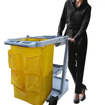 

Large Waste Garbage Bag Cleaning Trolley Hotel Trash Collect Holder Container quality oxford fabric, durable and tear-resistant.