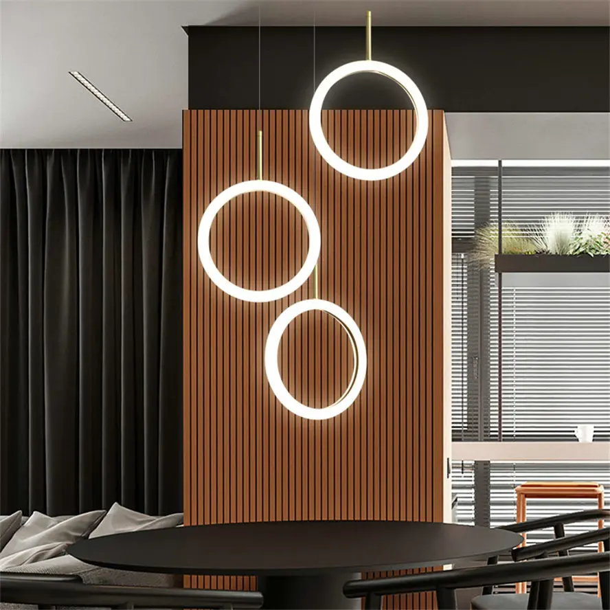 

postmodern Danish design ring pendant lights dining room bar counter Circular geometry hanging lamp indoor led light fixture