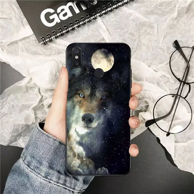 xiaomi leather case glass Yinuoda Moon roaring wolf TPU black Phone Case Cover Hull for Xiaomi Redmi 5plus 5A 6 6A 7 7A Note 7 8 8T 8Pro cases for xiaomi blue Cases For Xiaomi