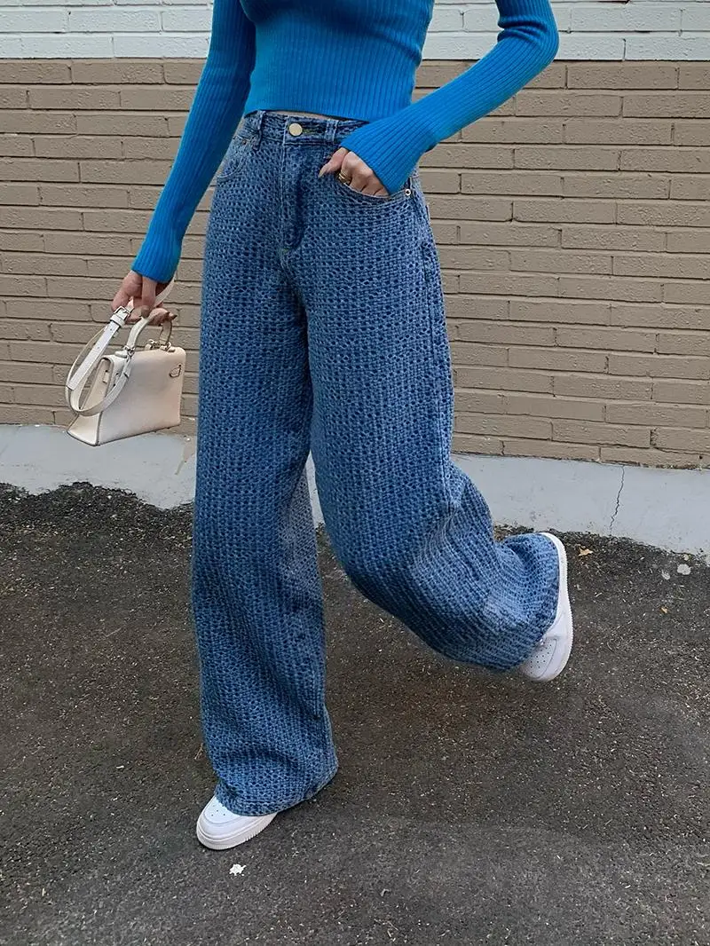 Pantalones flojos rectos de mezclilla para mujer, Vaqueros largos a la  moda, Casaul, para invierno y otoño|Pantalones vaqueros| - AliExpress