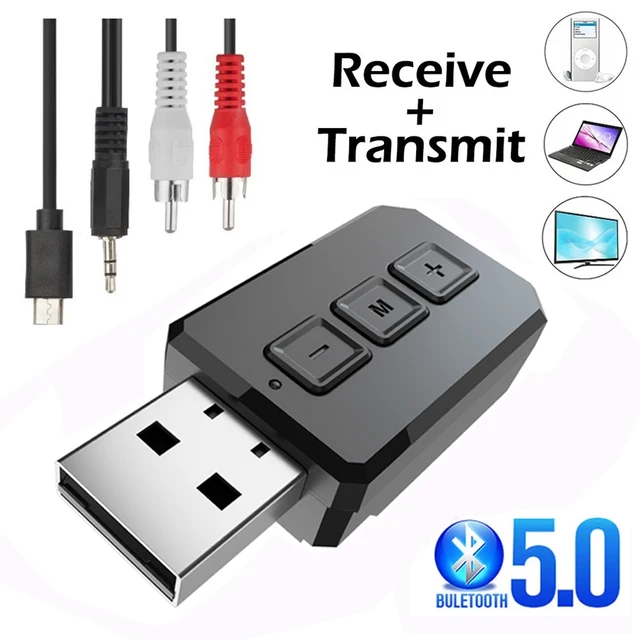 Receptor y transmisor de Audio USB, Bluetooth 5,0, AUX, RCA, conector de 3,5 MM, adaptadores inalámbricos estéreo, Dongle con micrófono para coche, TV, PC, auriculares Receptor y transmisor de Audio USB, Bluetooth 5,0, AUX, RCA, conector de 3,5 MM, adaptadores inalámbricos estéreo, Dongle con micrófono para coche, TV, PC, auriculares