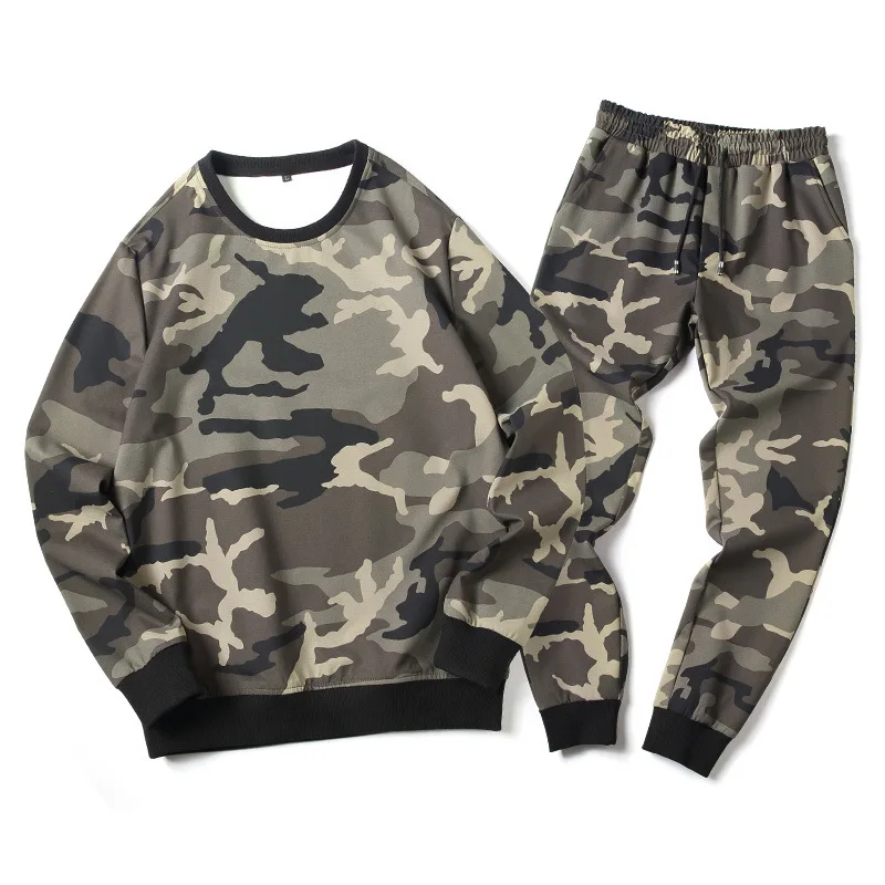 

2020 New Style Spring Men'S Wear Leisure Suit Camouflage Sweater Popular Brand Cool Two-Piece Set MEN'S Sport Suit