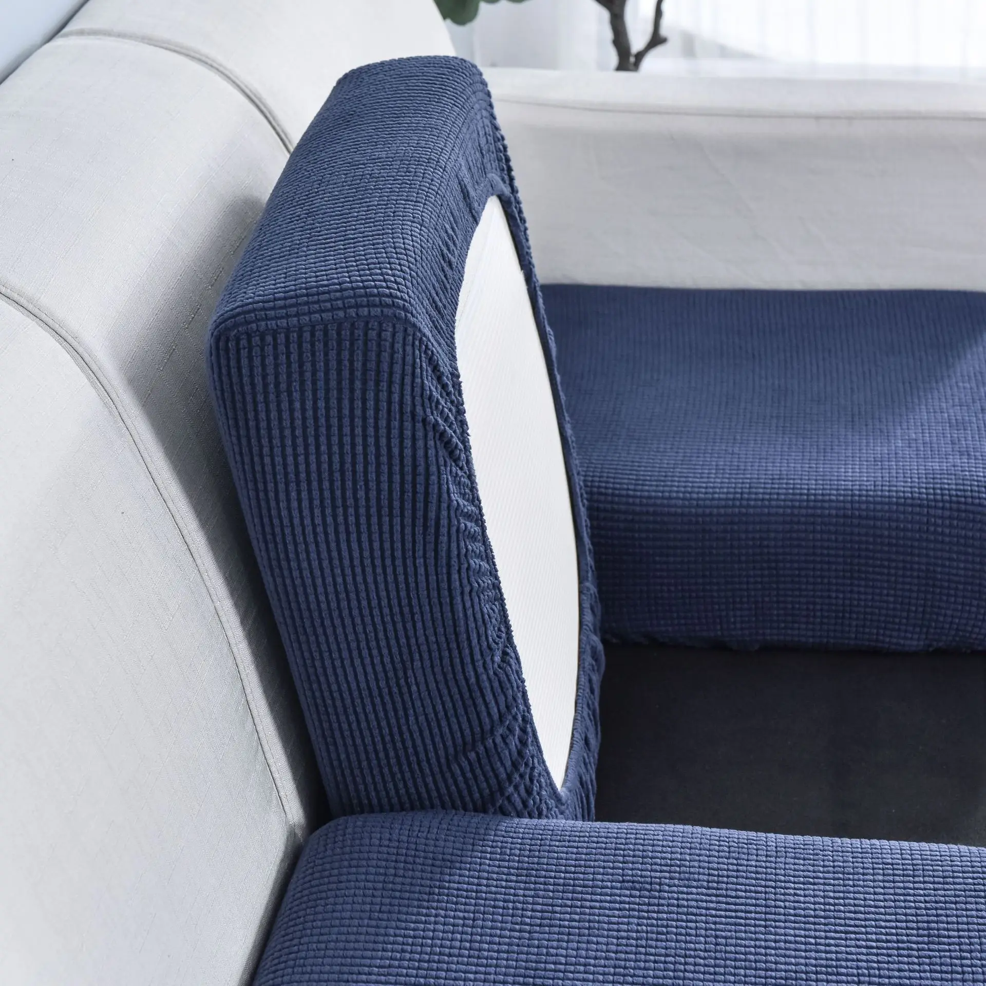

Four Seasons Universal Sofa Cushion Cover Jacquard Thick Elastic Solid Color Funiture Protector Seat Cushion Slipcover