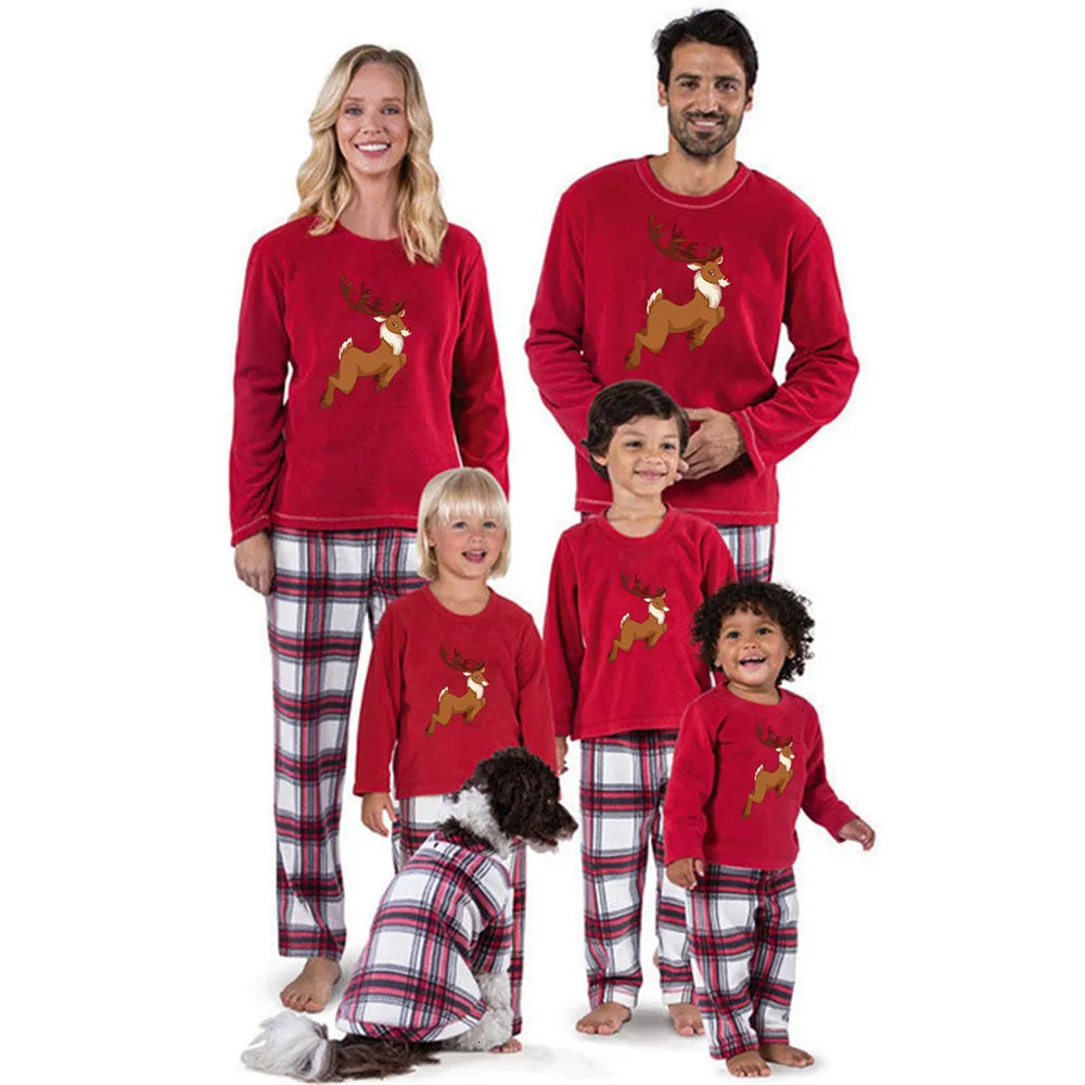 Семейные комплекты; хлопковые комплекты одежды для сна; пижамы для мамы и дочки; теплая Рождественская одежда для сна в клетку