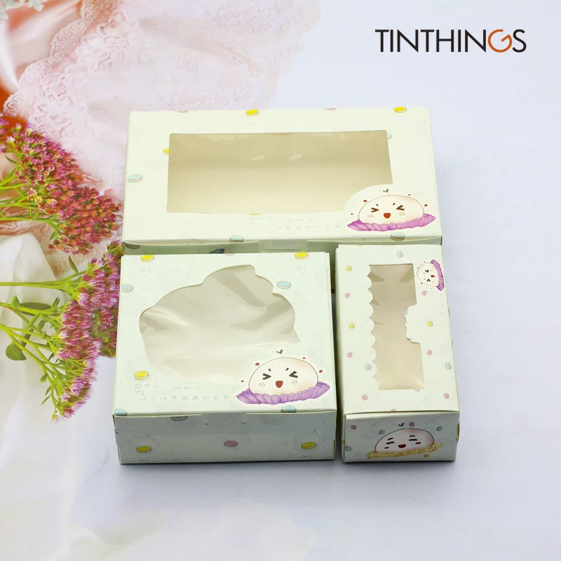 

20PCS Wedding Party Favor Box Window Candy Gift Box Packaging Big Size Chocolate CupCake Macaron Birthday Food Cardboard