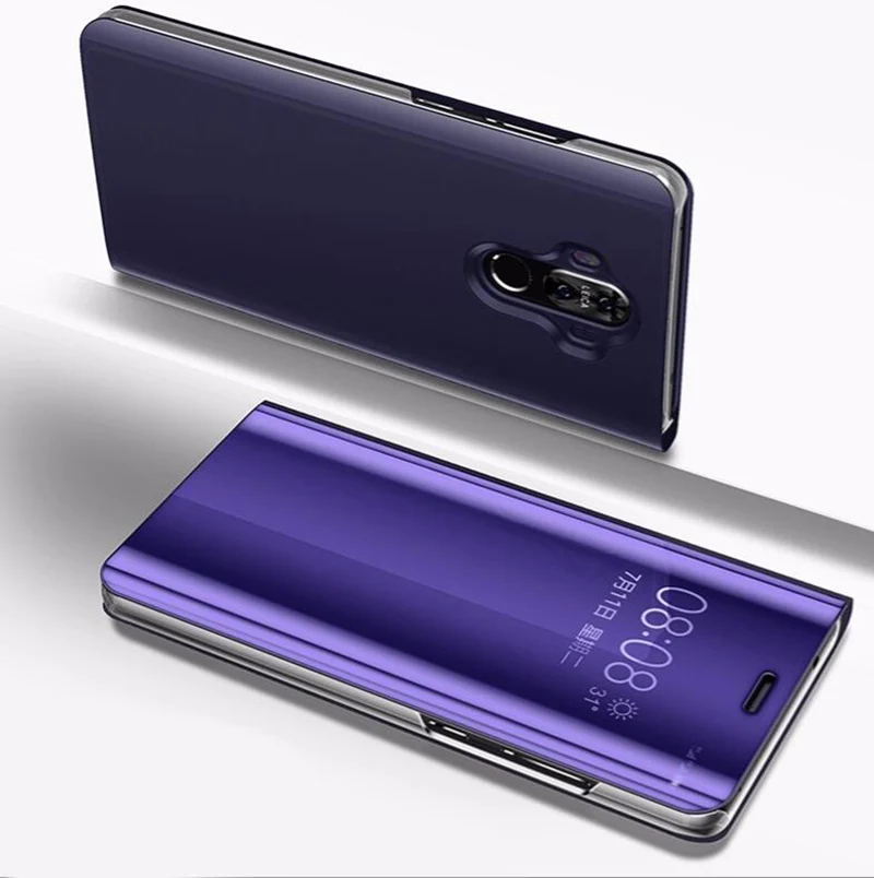 Умный зеркальный флип-чехол для samsung Galaxy S8 S9 S10 плюс S10e S6 S7 Edge Note 9 8 J7 J5 A6 A8 J4 J8 J6 A5 крышка - Цвет: Purple
