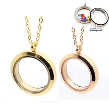 30 мм twist-off розовое золото/золото 316L Нержавеющая сталь простой плавающий кулон с фото с ожерельем