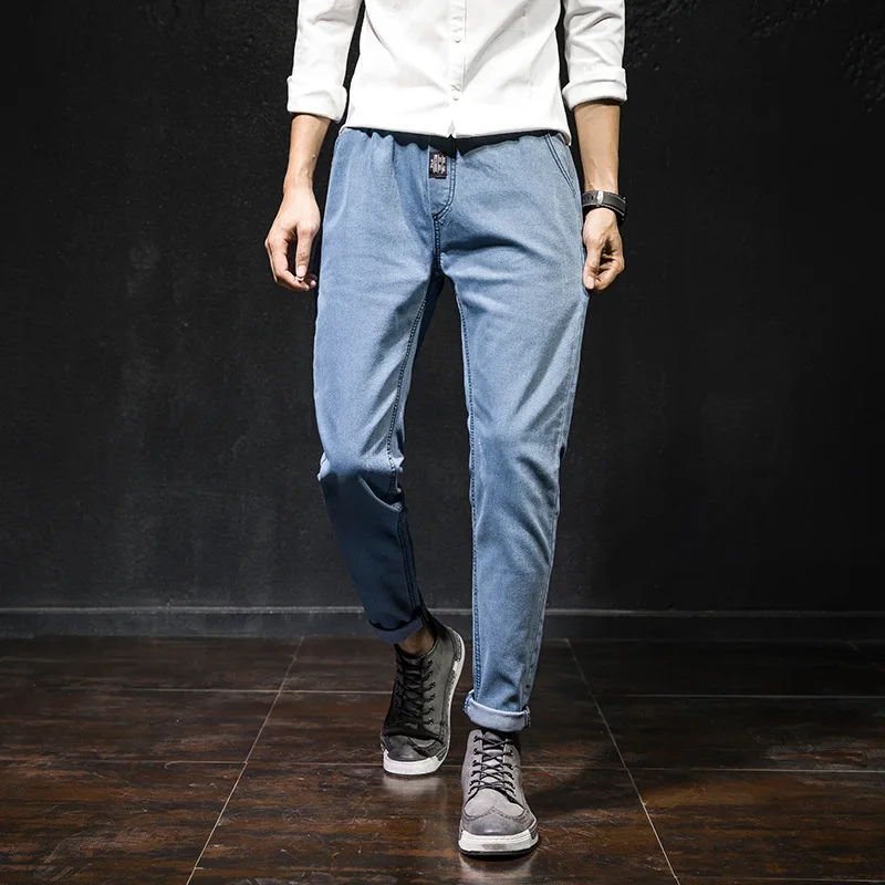 

Loose-Fit Casual Straight-Cut Elasticity Men Capri Pants Cowboy Trousers