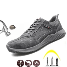 Противоскользящая дышащая удобная износостойкая безопасная обувь Легкие мужские рабочие кроссовки унисекс со стальным носком