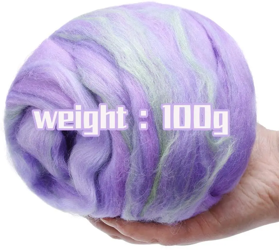 

KAOBUY -Multicolor06-3,53 oz шерстяная фитильная пряжа, 100% чистая шерсть, прядильная шерсть ровинг для вязания Иглы мокрого валяния DIY