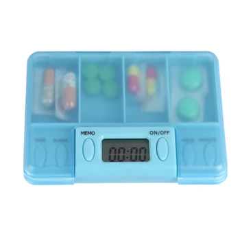 

4 Grid Intelligent Plastic Storage Box Electronic Timing Reminder Medicine Box Alarm Timer Pills Desk Organizer Pill Container 4