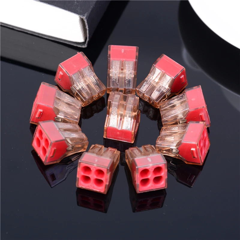 10Pcs/lot Push Wire Wiring Connector For Junction Box 4 Pin Conductor 12 Mm / 0.47 Inch Terminal Block Wire Connectors