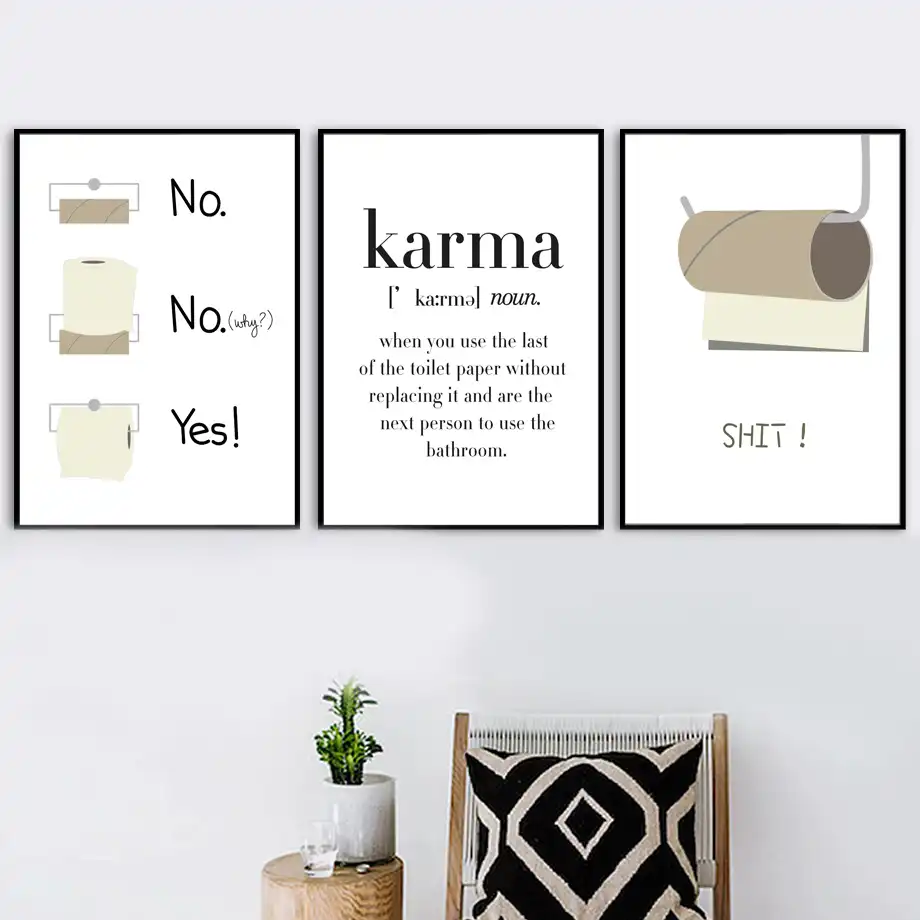 Papier Toilette Drole Merde Citation Karma Mur Art Toile Peinture Nordique Affiches Et Impressions Photos Murales Pour Salle De Bain Salle De Bain Decor Aliexpress