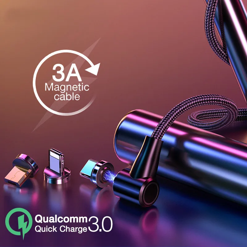 Быстрый Магнитный зарядный кабель Micro usb type C кабель для iPhone QC3.0 новейший L Тип Магнит зарядное устройство Шнур адаптер для проводов