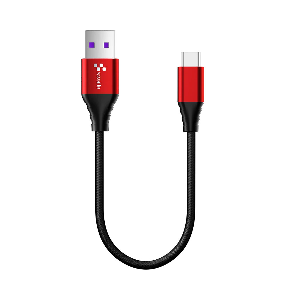 Swalle 20 см 3A USB кабель нейлоновый провод для быстрого заряда для iPhone samsung Xiaomi Android type-C мобильный телефон usb зарядный шнур - Цвет: Красный