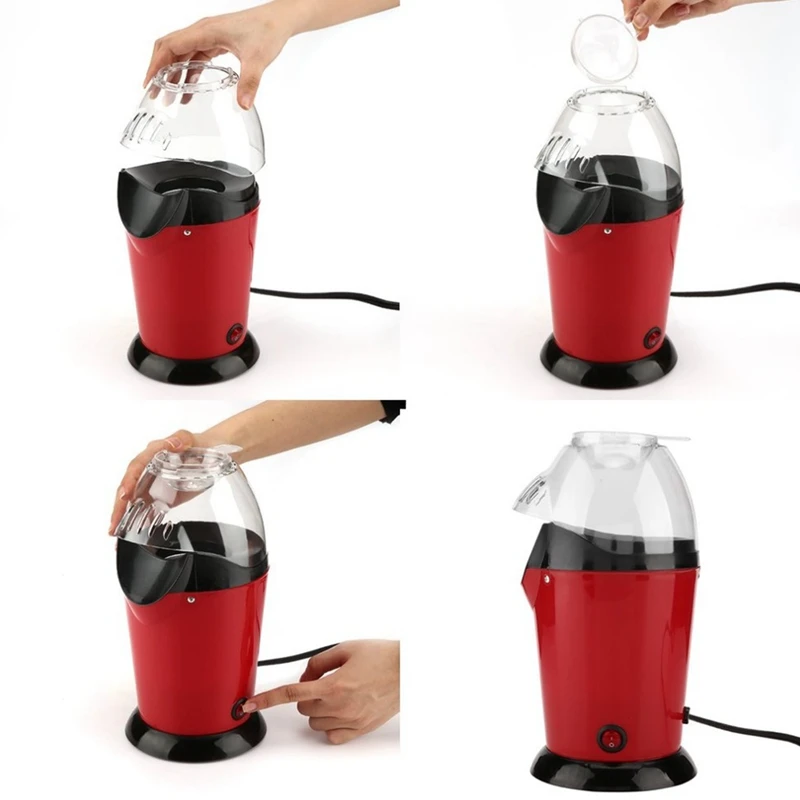 Portable Electric Popcorn Maker Home Round/Square Hot Air Popcorn Making Machine Kitchen Desktop Mini Diy Corn Maker 1200W Eu
