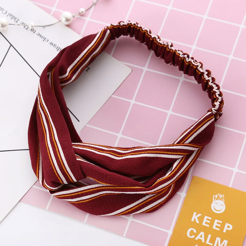 stripe wine red Классическая Женская замшевая повязка на голову; сезон весна-осень; Винтажные эластичные резинки для волос; мягкая однотонная повязка для волос для девочек; аксессуары для волос - Цвет: stripe wine red
