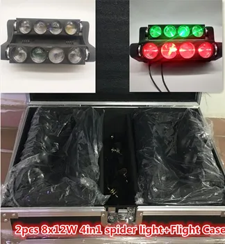

Flight Case+ 2 sets / 8x12w RGBW 4in1 LED spider light 8 eyes LED lights DMX512 party nightclub concert disco DJ stage lights