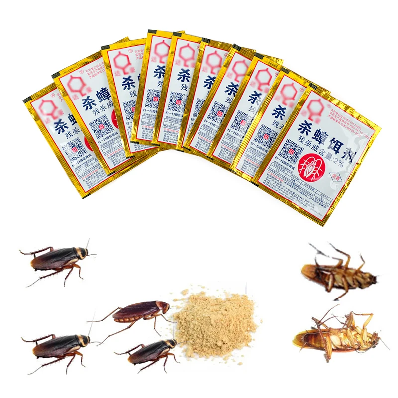 

New 10Pcs Killing Cockroach Insecticide Reject Trap Pest Roach Pest Bait Powder Control Poison Roach Anti Kill Killer Insect