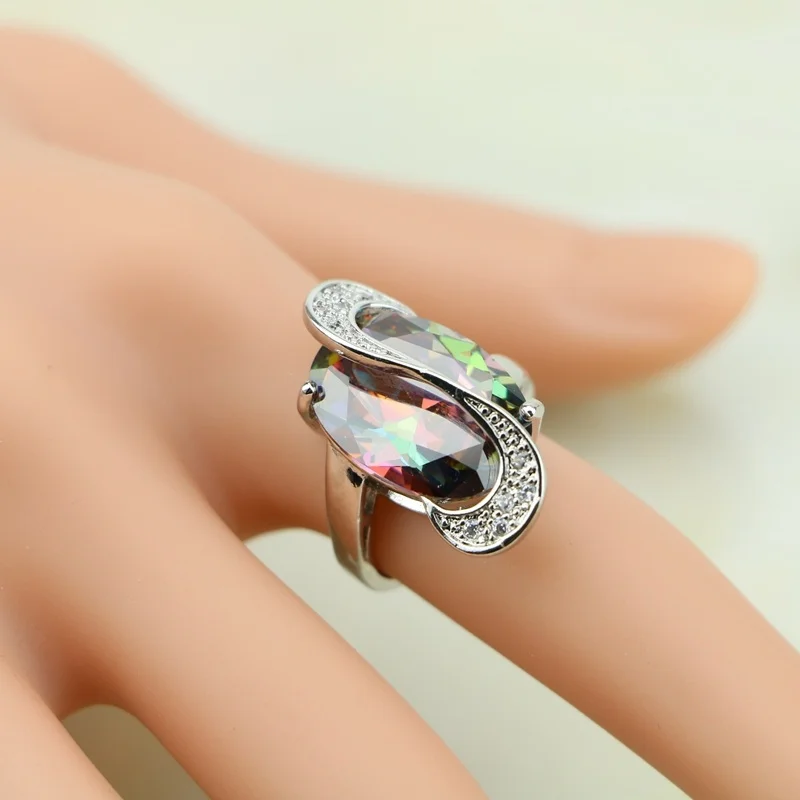 Кольцо женское из серебра 925 пробы с фианитом 11 цветов|cubic zirconia ring|rings for womenring |