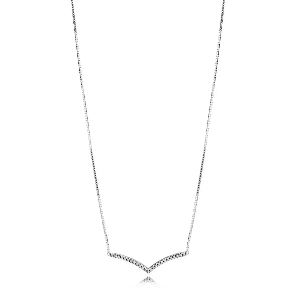 PDB XL 12 925 пробы Серебряный 1:1 женский темперамент простой v-образный письмо бабочка четыре-застежка в виде листа ожерелье ювелирные изделия - Цвет камня: 397802CZ