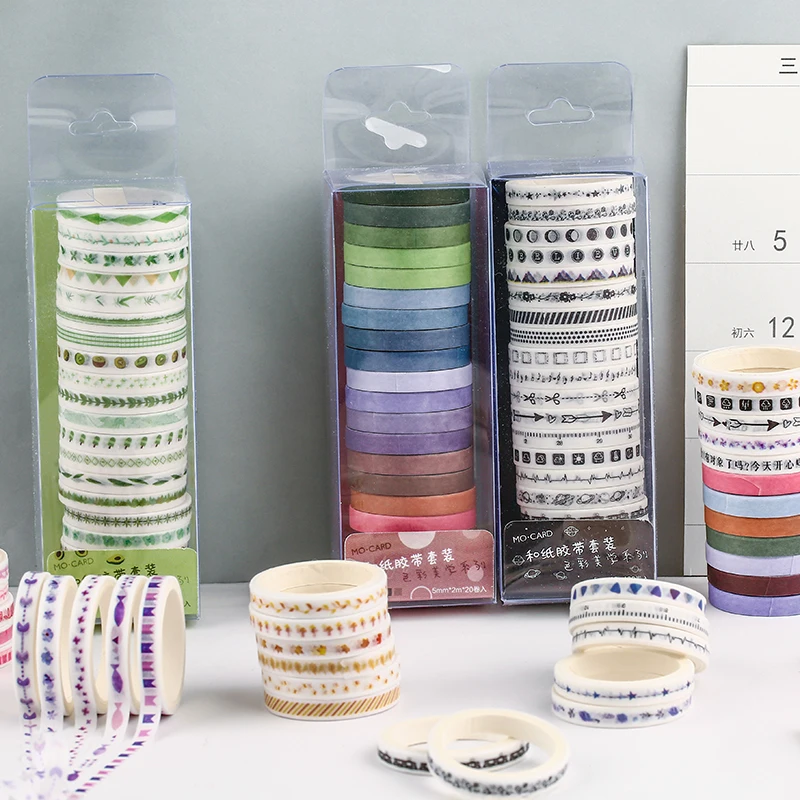 20pcs/set Kawaii Multicolor Scrapbooking Washi Tapes Cute Decorative Journal Creative Masking School Supplies Accessories | Канцтовары