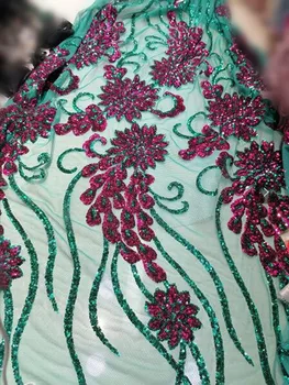 

Shiny sequins African lace fabric embroidery sequins French mesh gauze lace tulle Nigerian lace suitable for wedding dresses