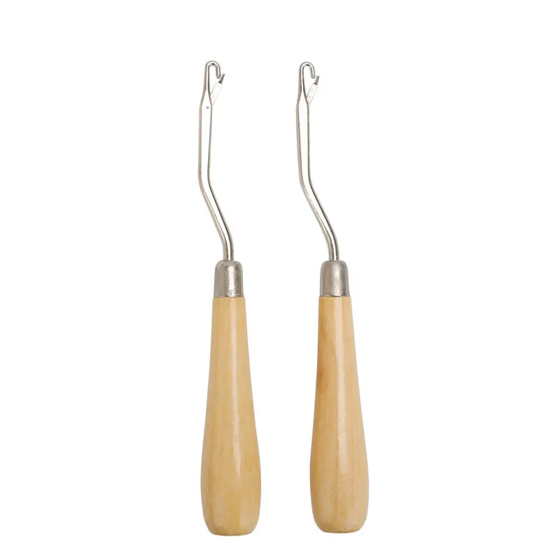 Looen 1 Piece Wood Bent Latch Crochet Hook For Knitting Hair Extension Weave Crochet Needles DIY Needle Arts Craft Sewing Tools (4)