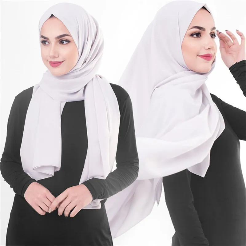 Модный женский однотонный шифоновый головной платок, готовый к ношению хиджаб, шарф мусульманская шаль исламские хиджабы, арабские шарфы