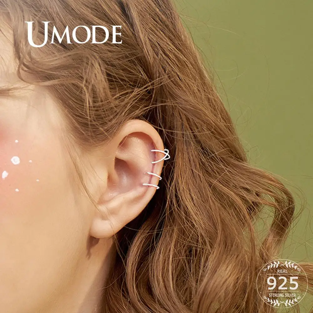UMODE серебряные серьги в виде креста 925 для женщин Клипсы Серьги манжеты ювелирные