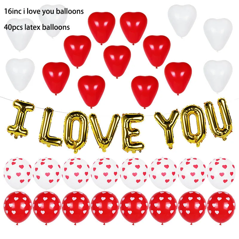 love balloon set-A 16 дюймов золотистые воздушные шары из фольги с надписью «Любовь» в форме сердца/воздушные шары висит розовой мишкой подарок для Обручение Свадебные украшения День Святого Валентина Декор - Цвет: love balloon set-A