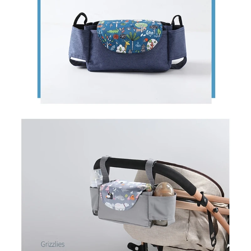 Baby Stroller Storage Bag Organizer Pram Buggy Pushchair Cup Diaper Hanging Bag 