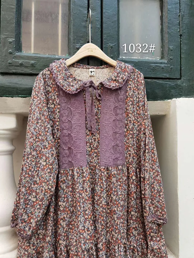 2020 Autumn New Long-Sleeved Dress Mori GIrl Turn-Down Collar Dress H1032