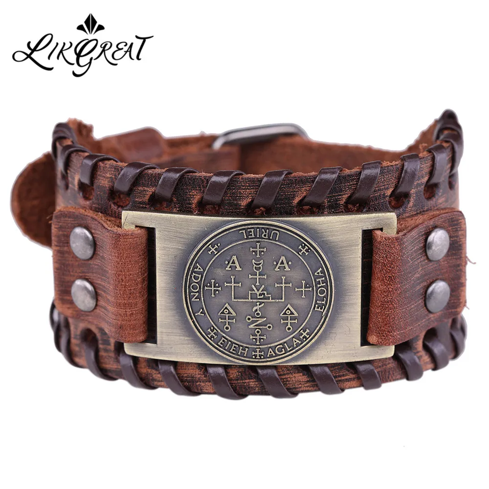 LIKGREAT The Sigil of Archangel URIEL Fire of God Talisman for Purity Love  and Power Leather Bracelet Key of Solomon Jewelry|Charm Bracelets| -  AliExpress