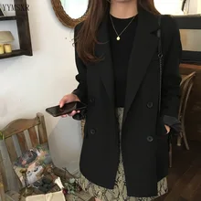 Black women's suit 2020 Korean style new casual elegant ladies office blazer Fashion feminine jacket Long small suit autumn