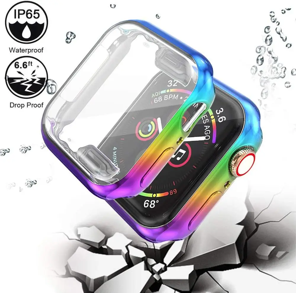 TPU чехол для часов, защитный чехол для Apple Watch 5, серия 5, 4, защитный чехол 40 мм, 44 мм, тонкий чехол для iWatch 5, 4, 44 мм