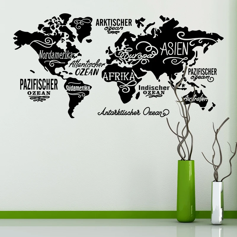 Черная карта мира детская Съемная Наклейка на стену домашний декор для гостиной декоративный Глобус графика для спальни домашний декор
