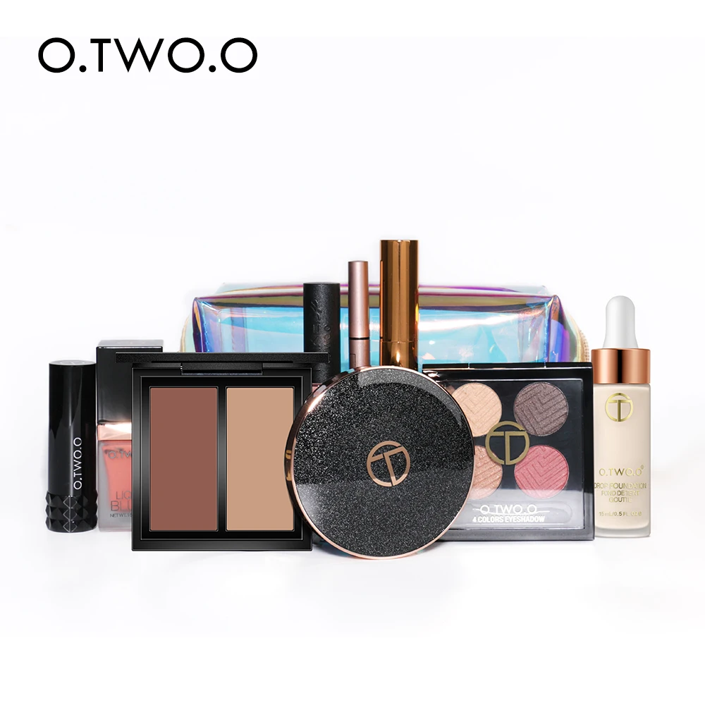 

O.TWO.O 10pcs Makeup Set For Beginner, Matte Foundation Powder Contour Liquid Blush Eyeshadow Mascara Eyeliner Lipstick