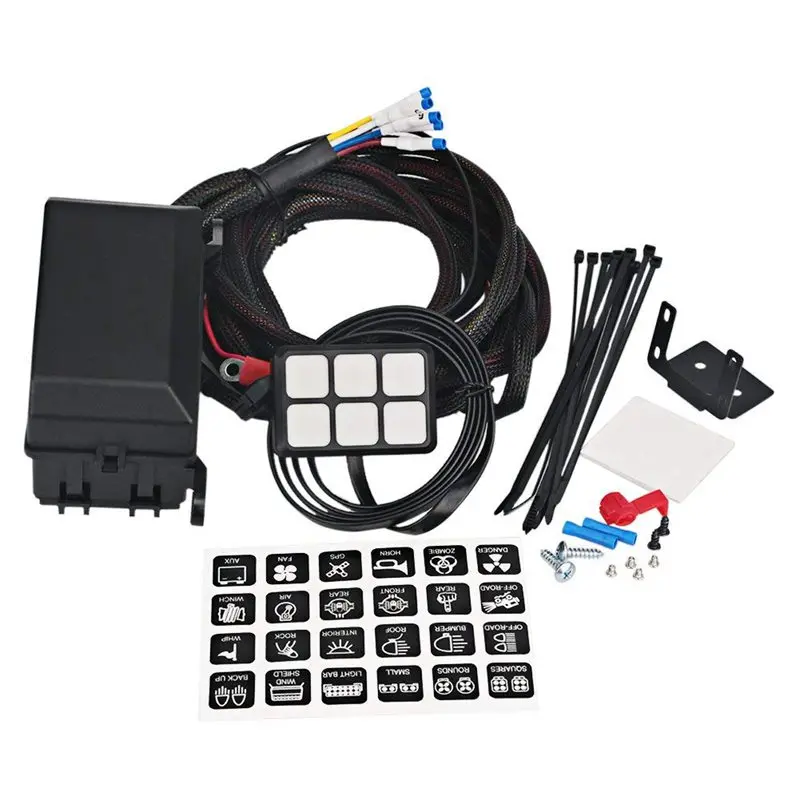 US $58.23 6 Gang Switch Panel Electronic Relay System Circuit Control Box Waterproof Fuse Relay Box Wiring Harness emblies For Car Auto