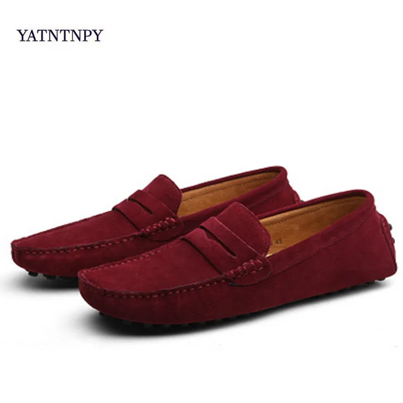 Handmade Suede Leather Mens Shoes Casual Luxury Brand Men Loafers Breathable Driving Shoes Slipon Moccasins Men Big Size