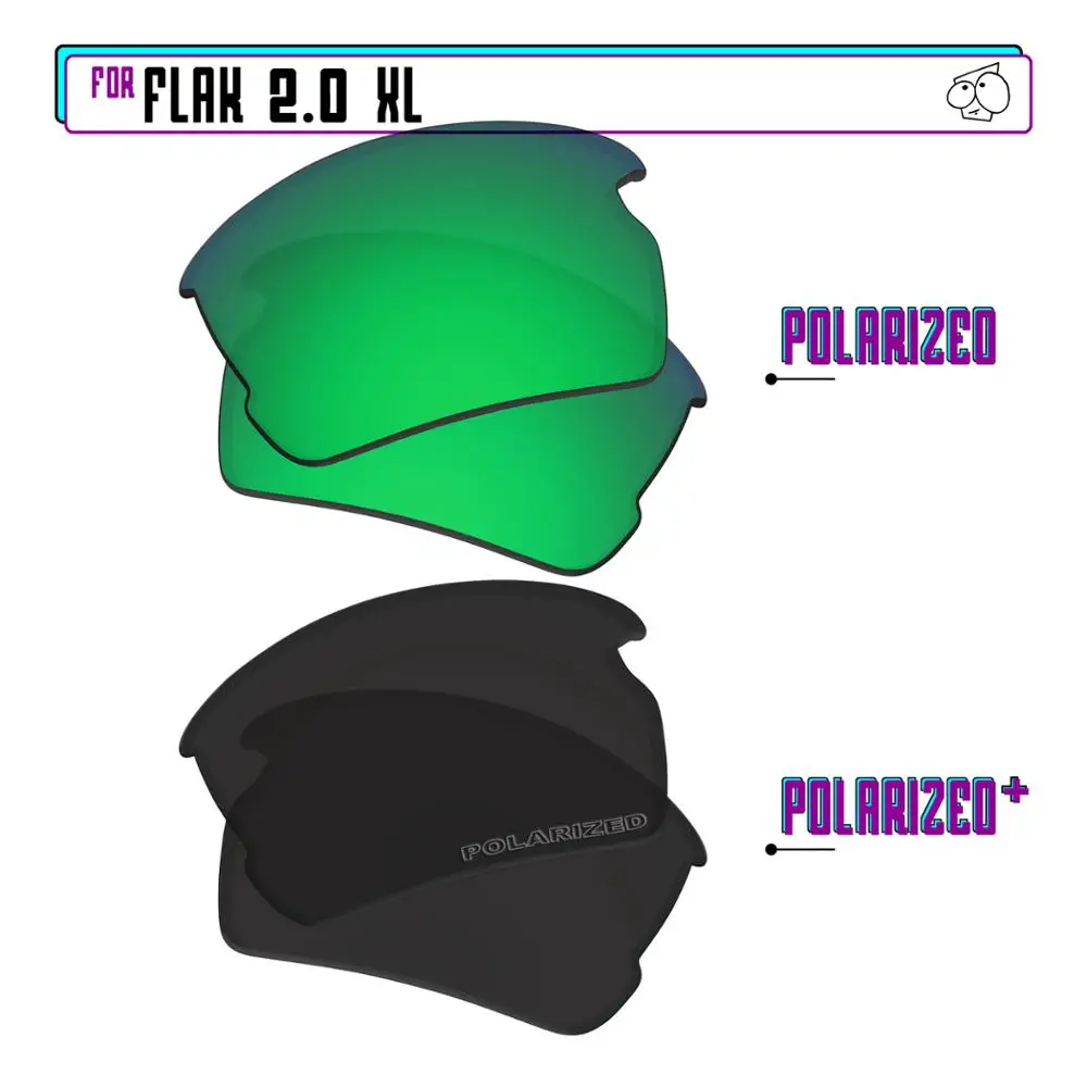

EZReplace Polarized Replacement Lenses for - Oakley Flak 2.0 XL Sunglasses - Black P Plus-Green P