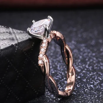 

Huitan Classic 4 Claws Zircon Stone Women Wedding Ring Rose Gold Color Marriage Ring Anniversary Proposal Dazzling Jewelry