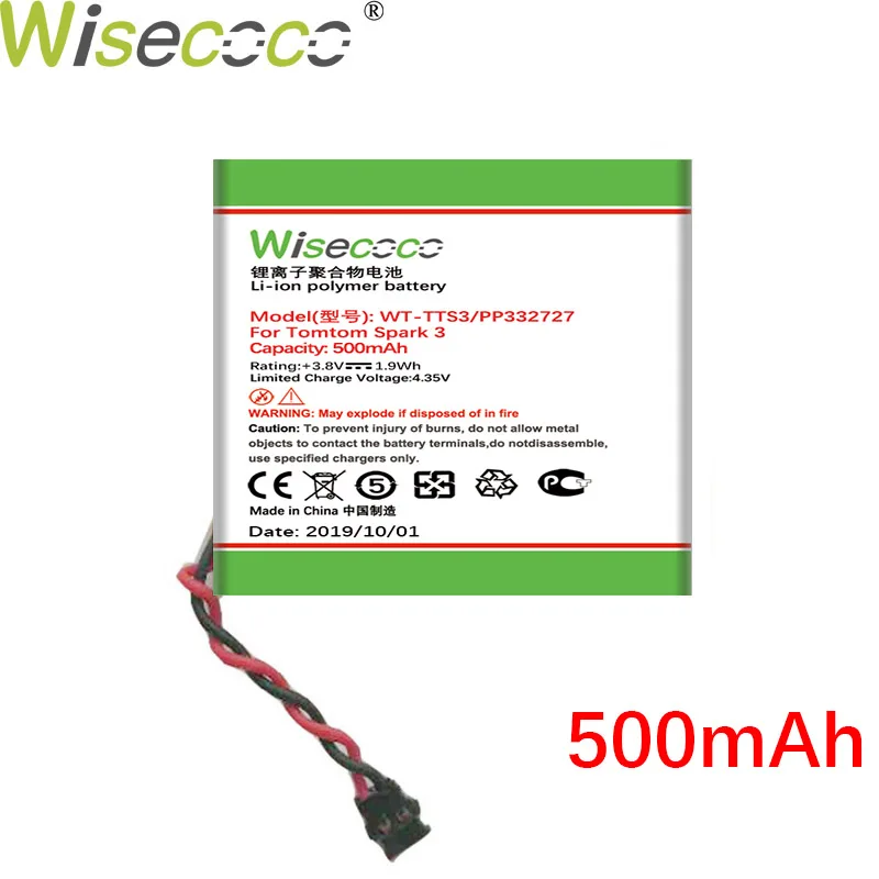 Wisecoco WT-TTS3/PP332727 500 мАч Новая Мощная батарея для TomTom Spark3 Spark 3 замена батареи часов+ номер отслеживания