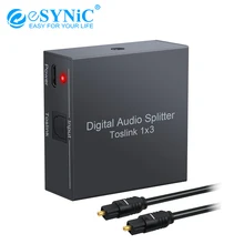ESYNiC 3 Way SPDIF Toslink оптический цифровой аудио сплиттер 1 в 3 Out для PS3 xbox DAC конвертер HDTV STB LPCM 2,0/DTS/Dolby-AC3