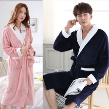 Коралловая флисовая ночная рубашка для влюбленных с v-образным вырезом, утолщенная ночная рубашка, сексуальная Свободная Повседневная Ночная рубашка, зимняя новая Пижама для пар