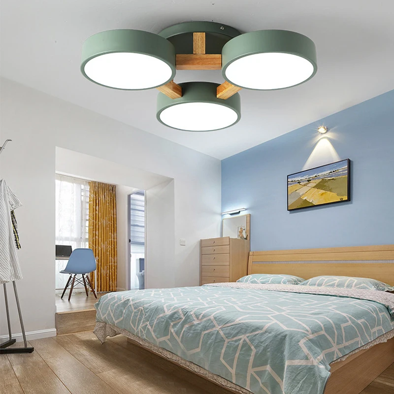 

Nordic Wood led Ceiling Light Lamp Living Room Lighting Fixture Bedroom Kitchen Surface Mount Ceiling Lights round base ceiling