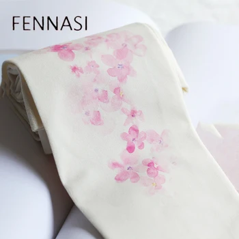 

FENNASI New Winter Sticky Women Tights Fashion Flower Pattern Women Slim Pantyhose Lolita Sweet Girl Cute White Women's Tights